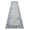 Oushak And Peshawar Wool Hand Knotted Rug Grey Blue 2.10X12.0 -O089466