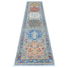 Oushak And Peshawar Wool Hand Knotted Rug Grey Blue 2.7X10.2 -O088938