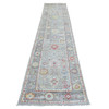 Oushak And Peshawar Wool Hand Knotted Rug Grey Gray 2.7X12.2 -O069882