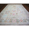 Oushak And Peshawar Wool Hand Knotted Rug Grey Green 11.10X15.5 -O073147