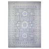 Oushak And Peshawar Wool Hand Knotted Rug Grey Ivory 10.0X14.1 -O073397