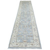 Oushak And Peshawar Wool Hand Knotted Rug Grey Ivory 3.0X13.7 -O070188