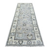 Oushak And Peshawar Wool Hand Knotted Rug Grey Ivory 3.5X10.2 -O068967