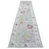 Oushak And Peshawar Wool Hand Knotted Rug Grey Light Gray 3.0X13.5 -O068396
