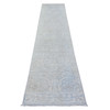 Oushak And Peshawar Wool Hand Knotted Rug Grey White 2.6X11.7 -O088547