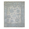 Oushak And Peshawar Wool Hand Knotted Rug Ivory Blue 8.0X9.9 -O071520