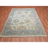 Oushak And Peshawar Wool Hand Knotted Rug Ivory Blue 8.0X9.9 -O075188