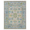 Oushak And Peshawar Wool Hand Knotted Rug Ivory Blue 8.3X10.8 -O079916