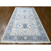 Oushak And Peshawar Wool Hand Knotted Rug Ivory Blueish Gray 8.0X13.9 -O010087