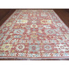 Oushak And Peshawar Wool Hand Knotted Rug Red Coral Red 11.7X14.6 -O070194
