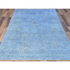 Overdyed & Vintage Wool Hand Knotted Rug Blue No Border 4.4X6.3 -O0239