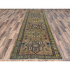 Overdyed & Vintage Wool Hand Knotted Rug Brown Green 3.4X10.3 -O081657