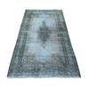 Overdyed & Vintage Wool Hand Knotted Rug Grey Gray 3.11X7.1 -O089546