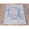 Overdyed & Vintage Worn Wool Hand Knotted Rug Blue No Border 1.6X2.1 -O081954