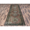 Overdyed & Vintage Worn Wool Hand Knotted Rug Brown Brown 3.9X12.8 -O081047