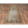 Overdyed & Vintage Worn Wool Hand Knotted Rug Brown Peach 3.4X10.8 -O060514