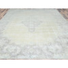 Overdyed & Vintage Worn Wool Hand Knotted Rug Ivory Chocolate Brown 11.5X16.0 -O082547