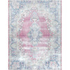 Overdyed & Vintage Worn Wool Hand Knotted Rug Pink Blue 6.7X8.7 -O061744