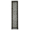 Rajasthan Wool & Silk Hand Knotted Rug Ivory Black 2.7X16.0 -O087633