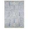 Transitional Wool & Pure Silk Hand Knotted Rug Blue No Border 9.0X12.2 -O066954