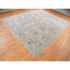 Transitional Wool & Pure Silk Hand Knotted Rug Grey Gray 12.0X15.1 -O087650
