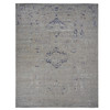 Transitional Wool & Silk Hand Knotted Rug Blue No Border 11.10X14.9 -O078001