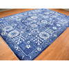 Transitional Wool & Silk Hand Knotted Rug Blue No Border 12.2X18.3 -O078014