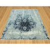 Transitional Wool & Silk Hand Knotted Rug Blue No Border 8.0X8.0 -O090482