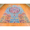 Transitional Wool & Silk Hand Knotted Rug Blue No Border 9.9X13.8 -O059736