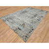 Transitional Wool & Silk Hand Knotted Rug Grey No Border 11.9X18.1 -O065179