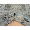 Transitional Wool & Silk Hand Knotted Rug Grey No Border 11.9X18.1 -O065179