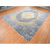 Transitional Wool & Silk Hand Knotted Rug Grey No Border 12.0X15.1 -O087645