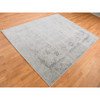 Transitional Wool & Silk Hand Knotted Rug Grey No Border 8.0X10.0 -O087699