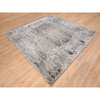 Transitional Wool & Silk Hand Knotted Rug Grey No Border 8.0X8.1 -O063684