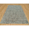 Transitional Wool & Silk Hand Knotted Rug Grey No Border 8.1X10.1 -O090219