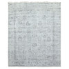 Transitional Wool & Silk Hand Knotted Rug Grey Silver Gray 8.0X9.10 -O079274