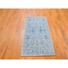Transitional Wool & Silk Hand Loomed Rug Blue No Border 2.5X6.1 -O059618