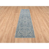 Transitional Wool & Silk Hand Loomed Rug Blue No Border 2.6X10.0 -O063511