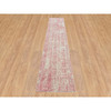 Transitional Wool & Silk Hand Loomed Rug Pink No Border 2.6X12.1 -O064810
