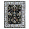 Tribal & Geometric Wool Hand Knotted Rug Black Ivory 7.11X10.1 -O083112