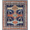 Tribal & Geometric Wool Hand Knotted Rug Blue Gray 7.10X9.4 -O0156