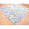Tribal & Geometric Wool Hand Knotted Rug Blue No Border 10.3X13.2 -O080085