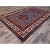 Tribal & Geometric Wool Hand Knotted Rug Blue Red 5.10X9.0 -O086981