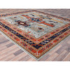 Tribal & Geometric Wool Hand Knotted Rug Grey Blue 9.9X9.10 -O086416