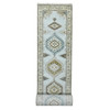 Tribal & Geometric Wool Hand Knotted Rug Grey Ivory 2.7X19.9 -O084923