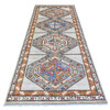 Tribal & Geometric Wool Hand Knotted Rug Grey Orange 4.2X9.9 -O074857