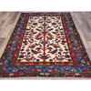 Tribal & Geometric Wool Hand Knotted Rug Ivory Blue 3.7X5.3 -O086990