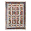 Tribal & Geometric Wool Hand Knotted Rug Ivory Chocolate Brown 10.0X14.0 -O080637