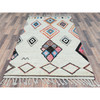 Tribal & Geometric Wool Hand Knotted Rug Ivory No Border 4.0X6.4 -O082977