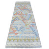 Tribal & Geometric Wool Hand Knotted Rug Multicolored No Border 3.1X9.5 -O088369